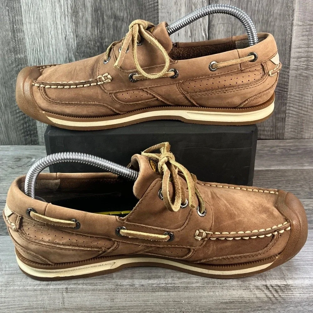 KEEN Newport Boat Shoes 1002900  Brown Leather Men's Size 8 Waterproof